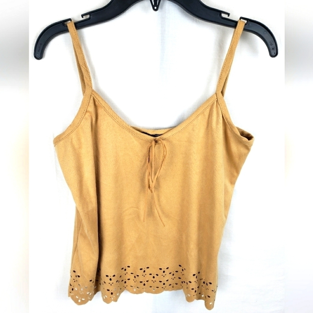 NWT Vintage Y2K 579 Tan Soft Microfiber Spagetti Strap Tank Sz M